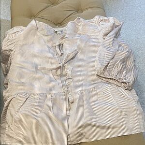 Striped Blouse with Bow Details